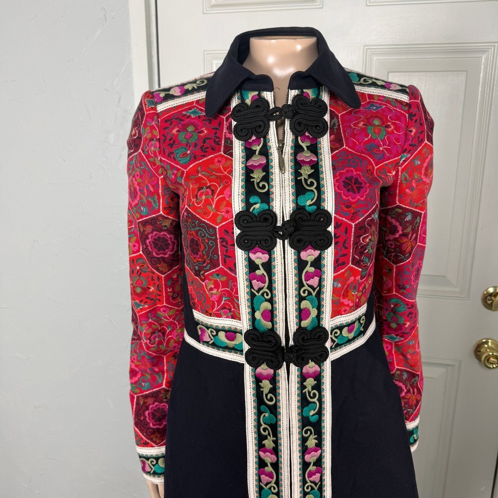 Elevenses Anthropologie Women's Satsuma Jacket 2 Cotton Embroidered zip Boho Y25 - Picture 2 of 7